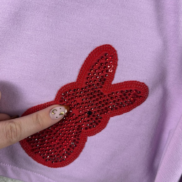 Queen Of Sparkles Shorts Womens XXL Purple Bunny Sequin Sweat Easter Lounge - Picture 13 of 16